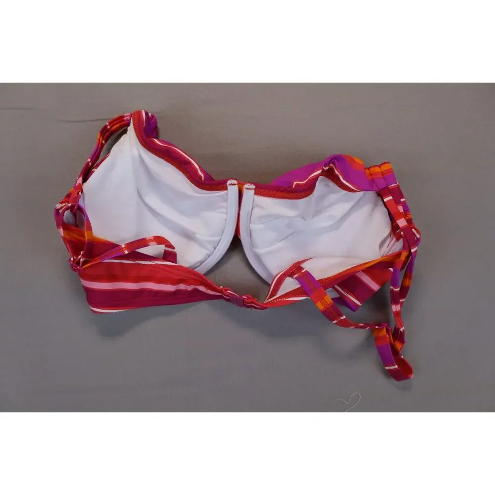 NEW Lascana Pink Striped Underwired Bikini Top Swimsuit Swimwear Size 32DD
